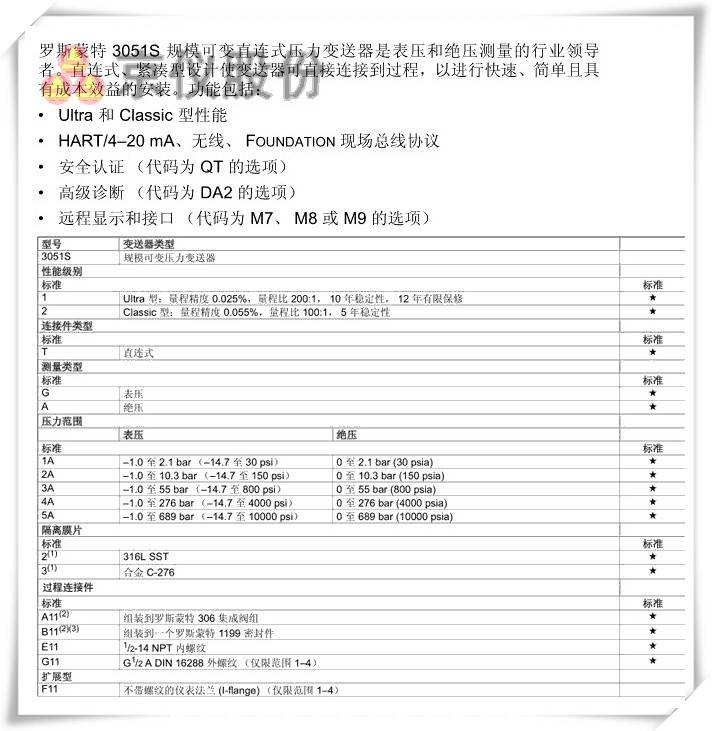 羅斯蒙特 3051S 規模可變直連式壓力榴莲视频在线观看下载